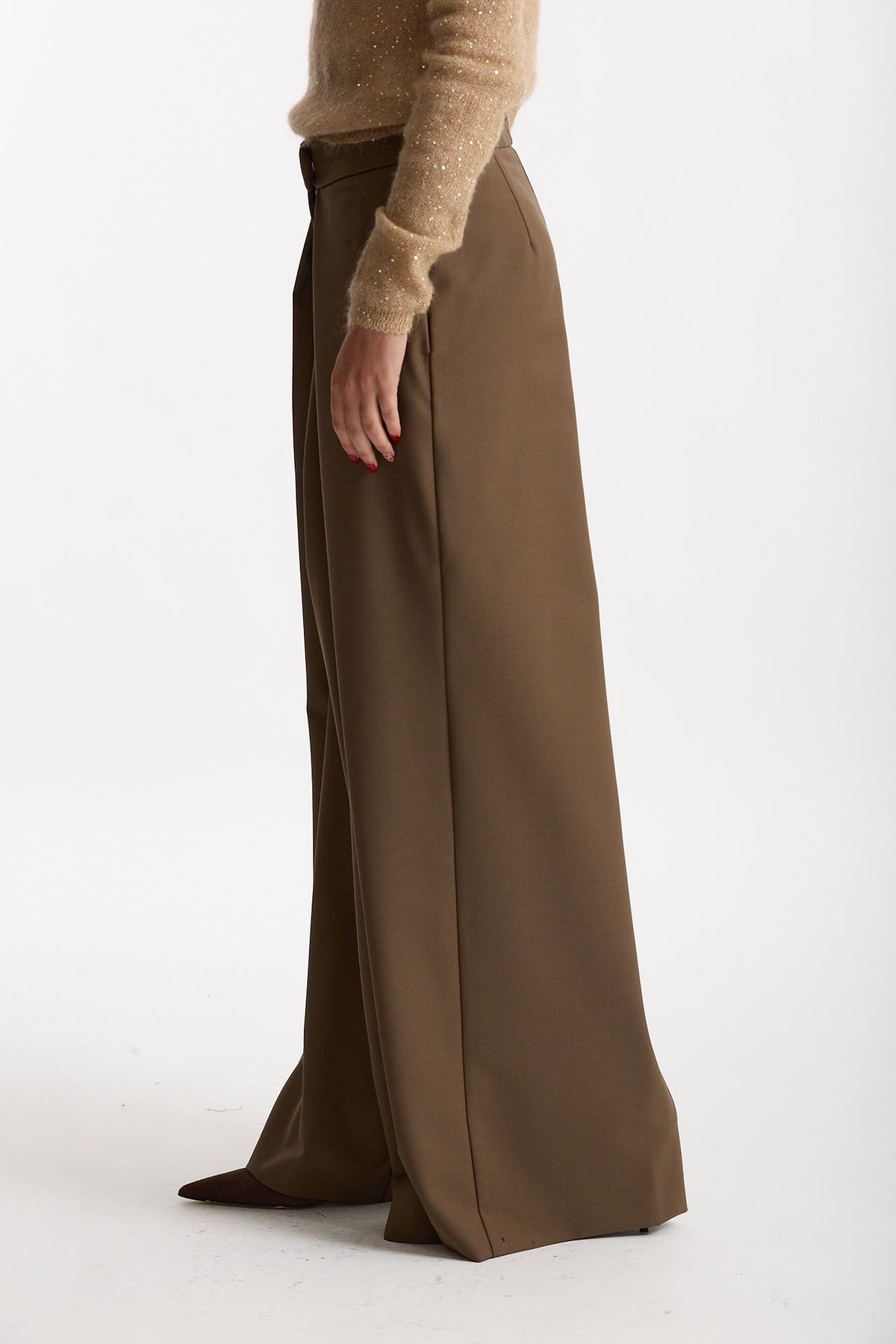 Pantalone palazzo taupe women Nude - 3