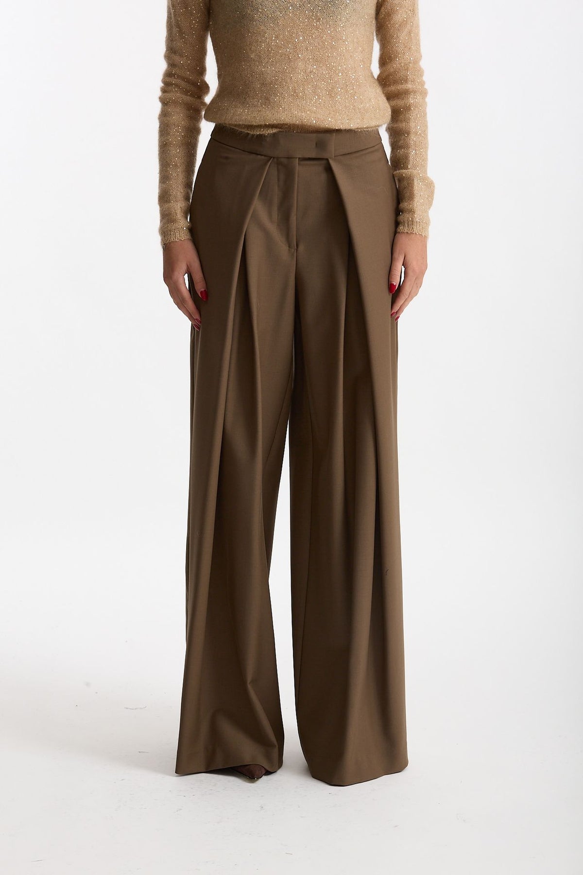 Pantalone palazzo taupe women Nude - 2