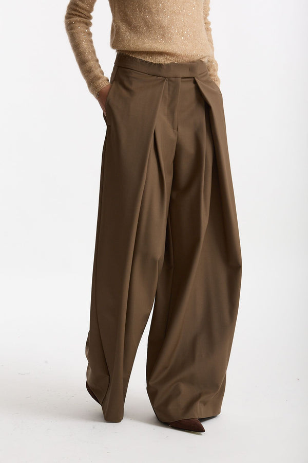 Pantalone palazzo taupe women Nude