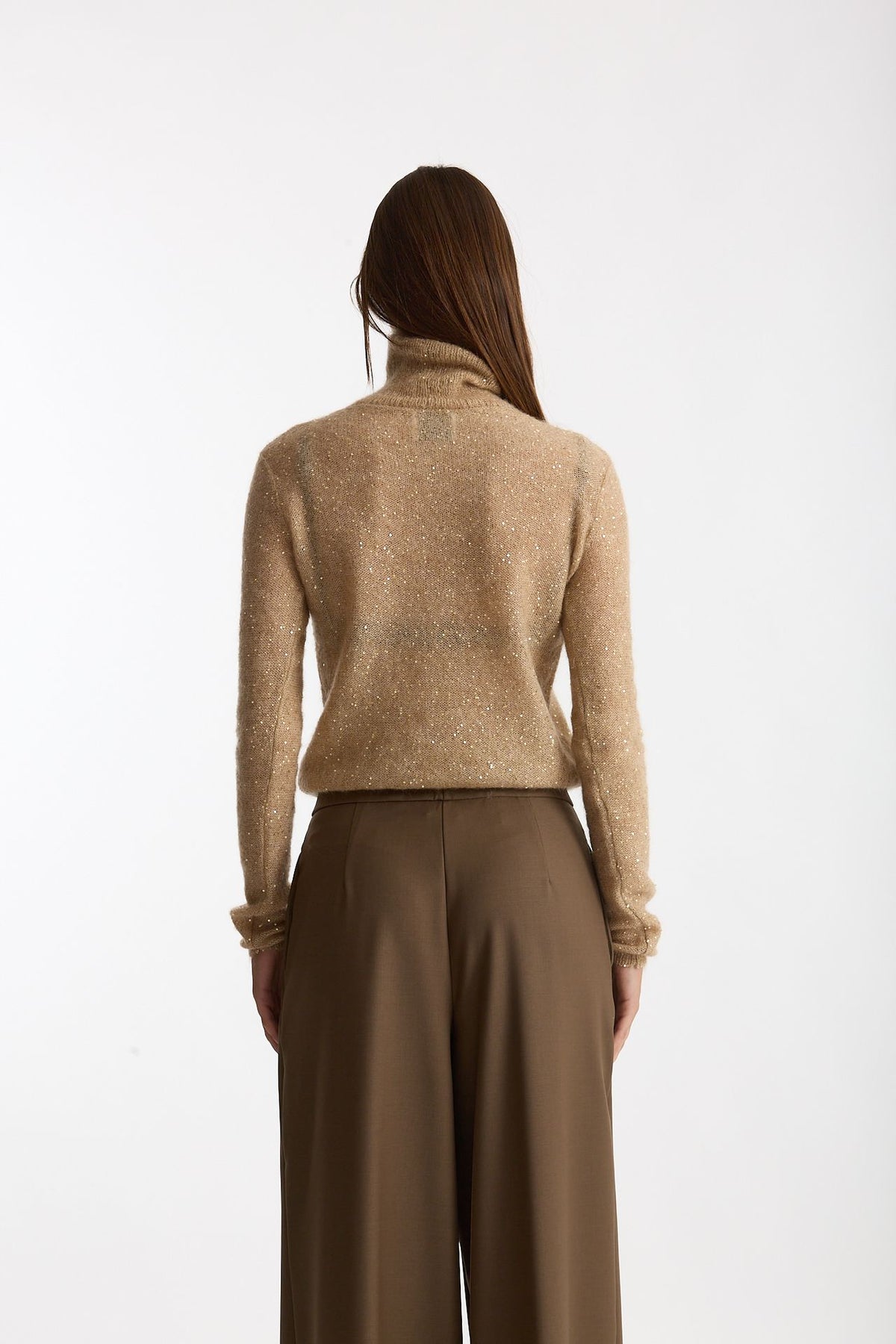 Maglia dolcevita micro paillettes beige women Nude - 3