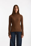 Maglia dolcevita a coste tabacco women Nude - 4