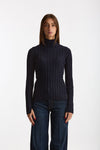 Maglia dolcevita a coste blu women Nude - 1
