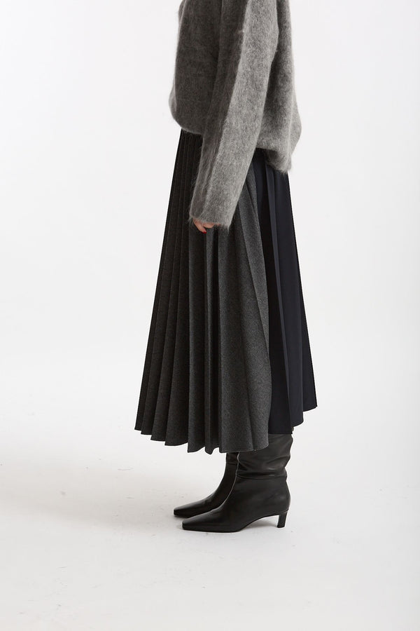 Gonna midi plissé grigio blu women Nude