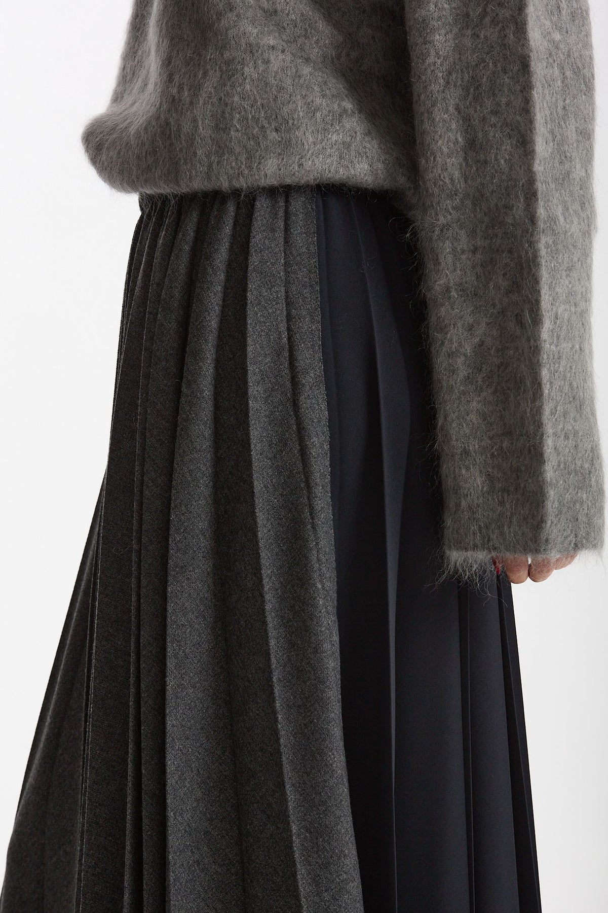 Gonna midi plissé grigio blu women Nude - 5