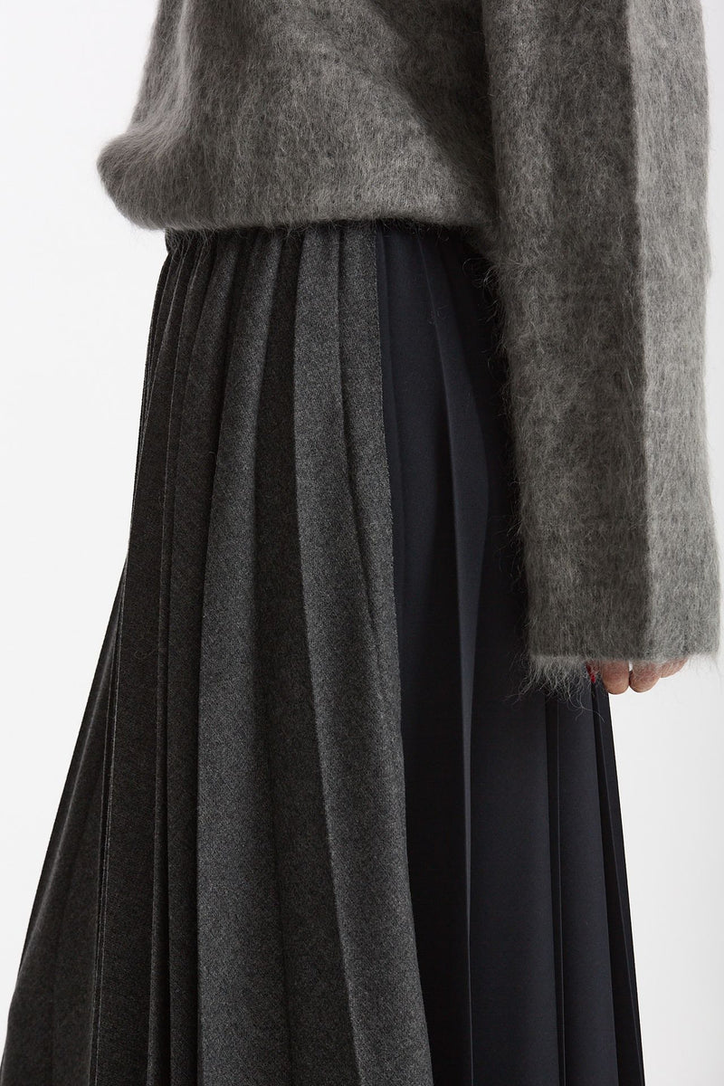 Gonna midi plissé grigio blu women Nude - 5