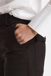 Pantalone vita alta in cotone nero women ( p - s ) - 4
