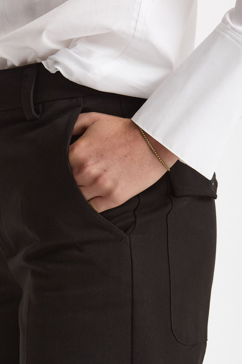 Pantalone vita alta in cotone nero women ( p - s ) - 4