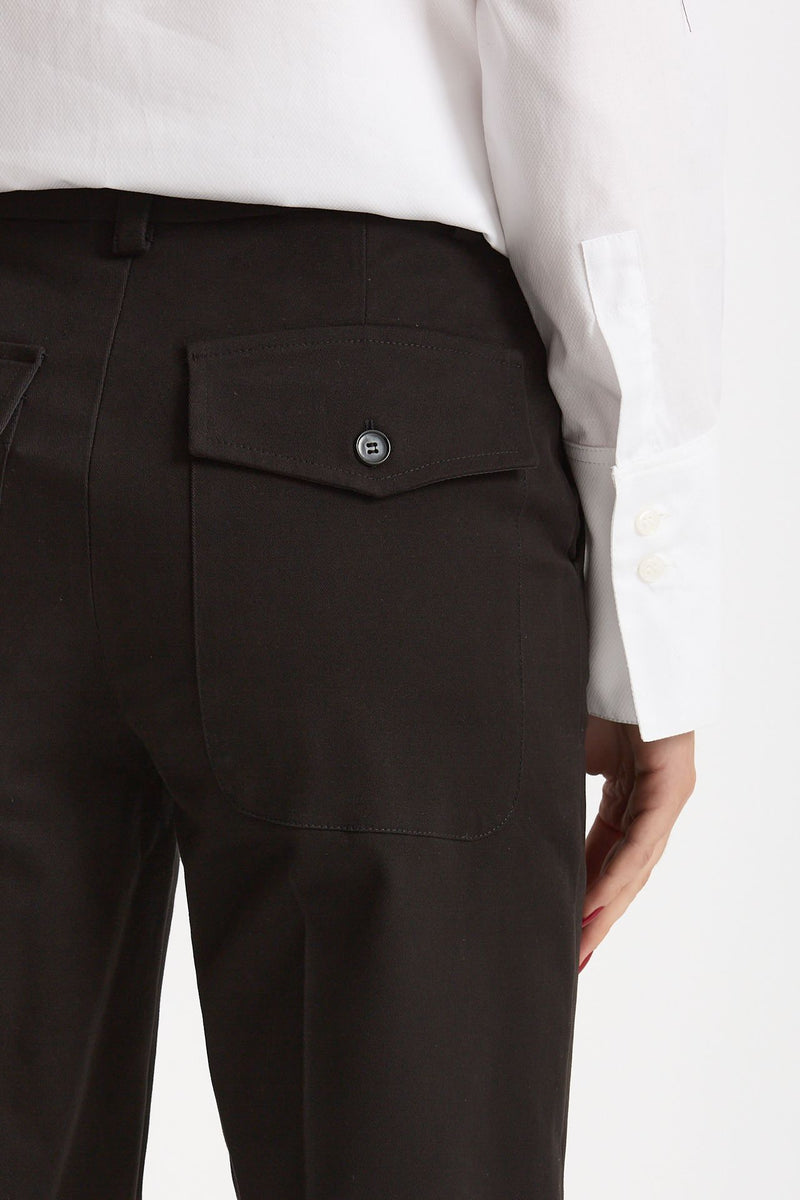Pantalone vita alta in cotone nero women ( p - s ) - 5