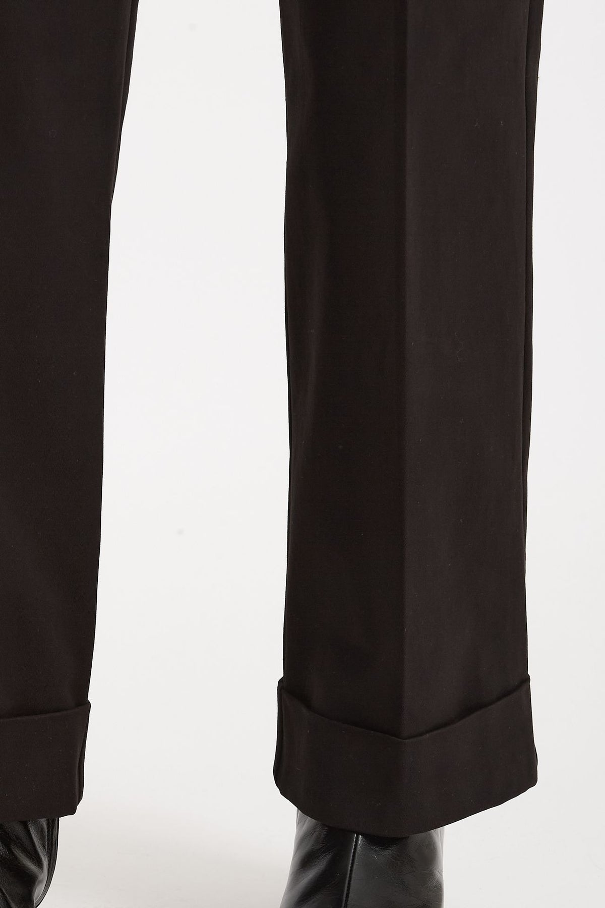 Pantalone vita alta in cotone nero women ( p - s ) - 6