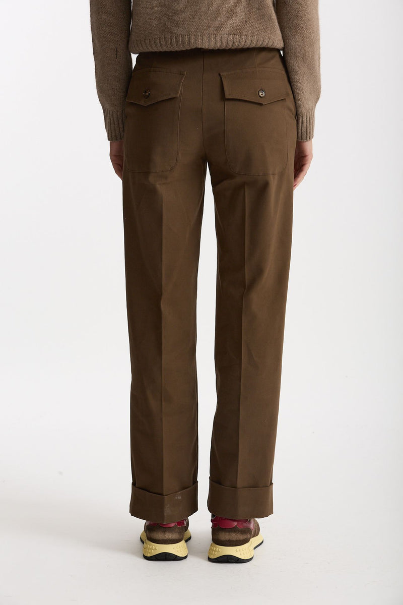 Pantalone vita alta in cotone fango women ( p - s ) - 4