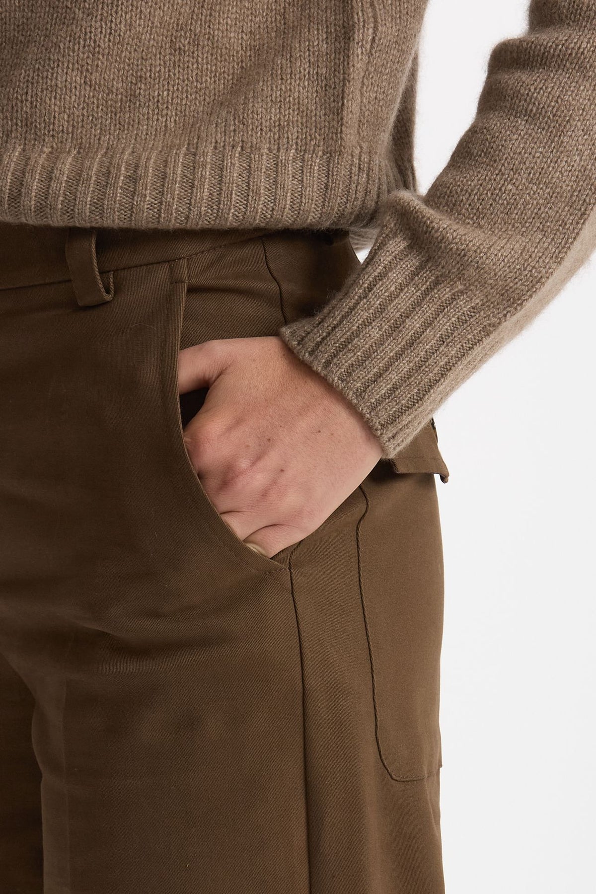 Pantalone vita alta in cotone fango women ( p - s ) - 5