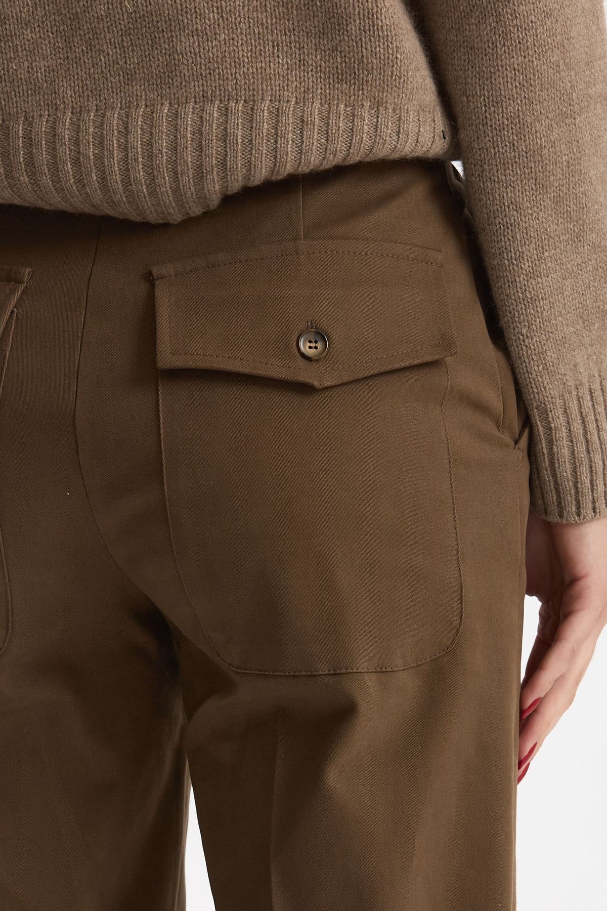 Pantalone vita alta in cotone fango women ( p - s ) - 6