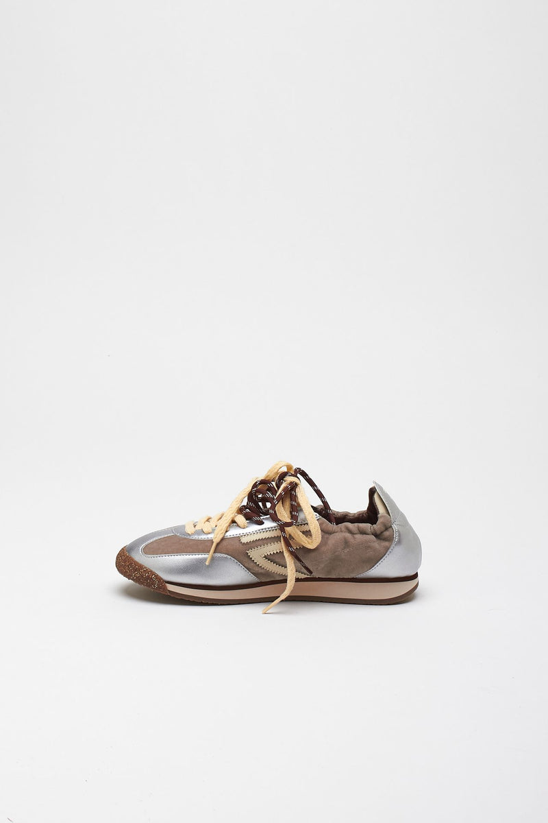 Sneakers 6.02 PANTHER ﻿in velluto e microsuede beige argento women Puraai - 4