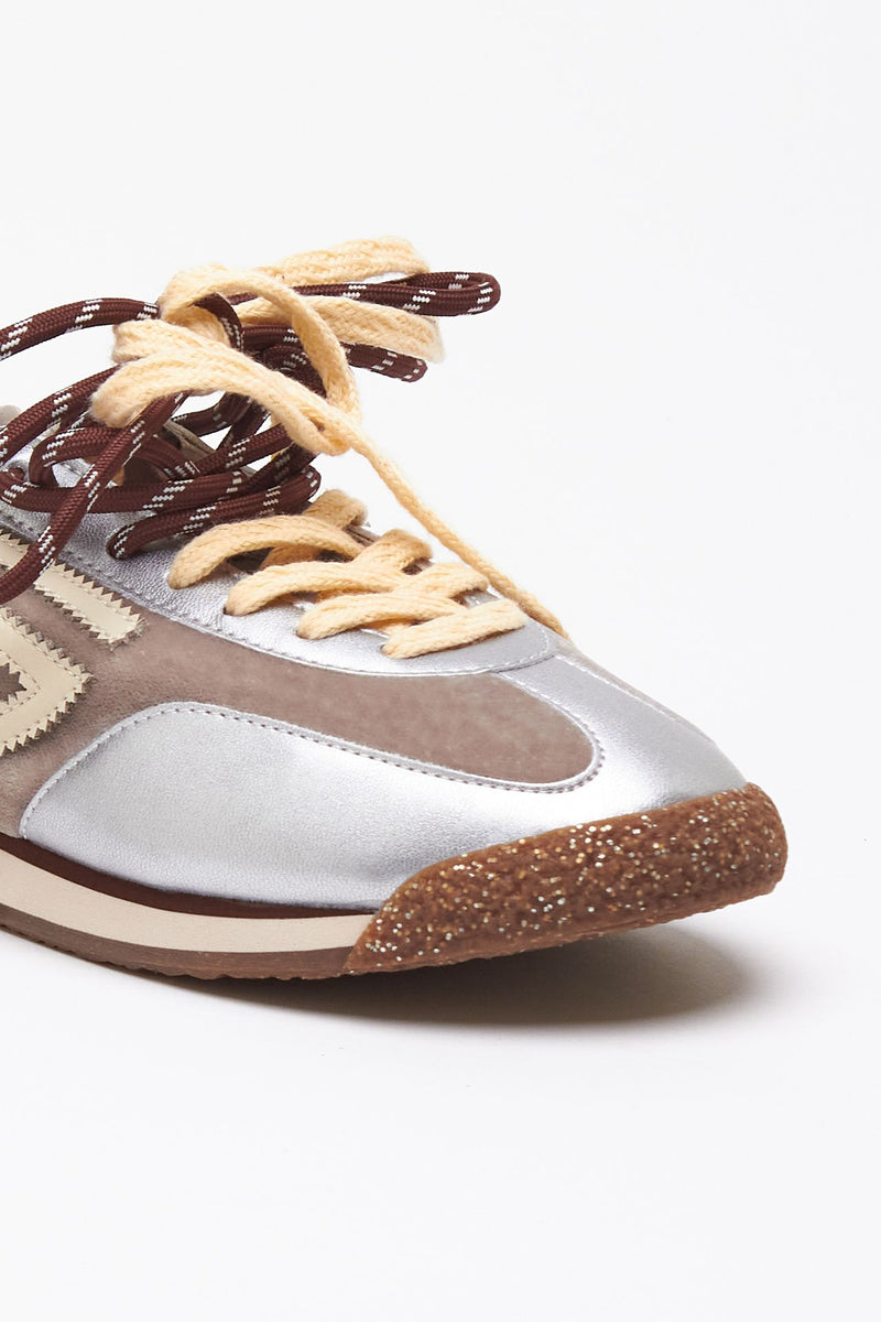 Sneakers 6.02 PANTHER ﻿in velluto e microsuede beige argento women Puraai - 5