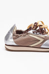 Sneakers 6.02 PANTHER ﻿in velluto e microsuede beige argento women Puraai - 6