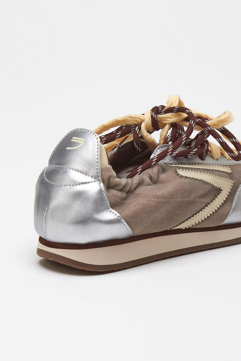 Sneakers 6.02 PANTHER ﻿in velluto e microsuede beige argento women Puraai - 7