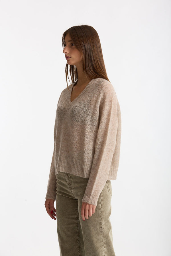 Maglia morbida in alpaca beige women Scaglione