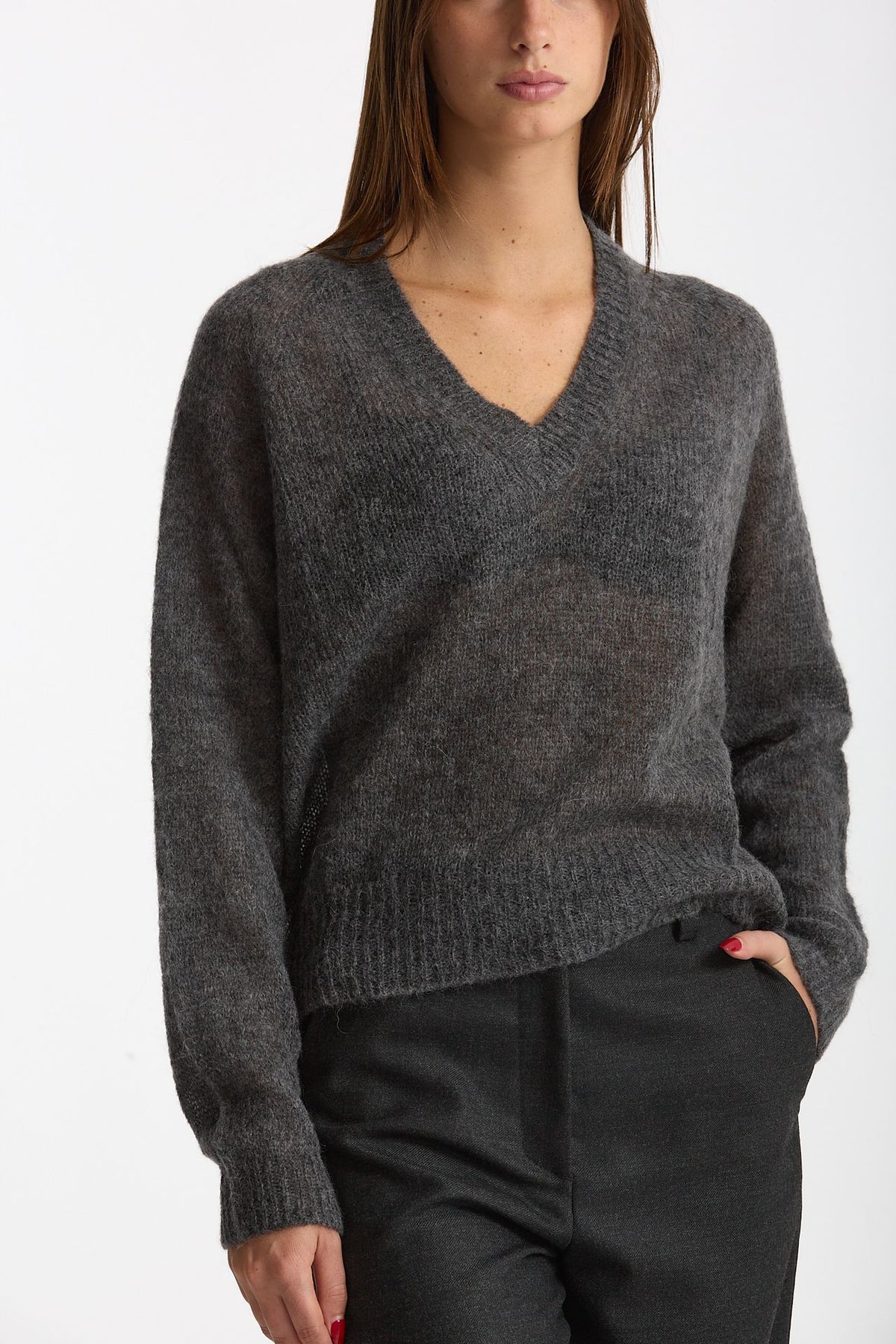 Maglia morbida in alpaca antracite women Scaglione - 3