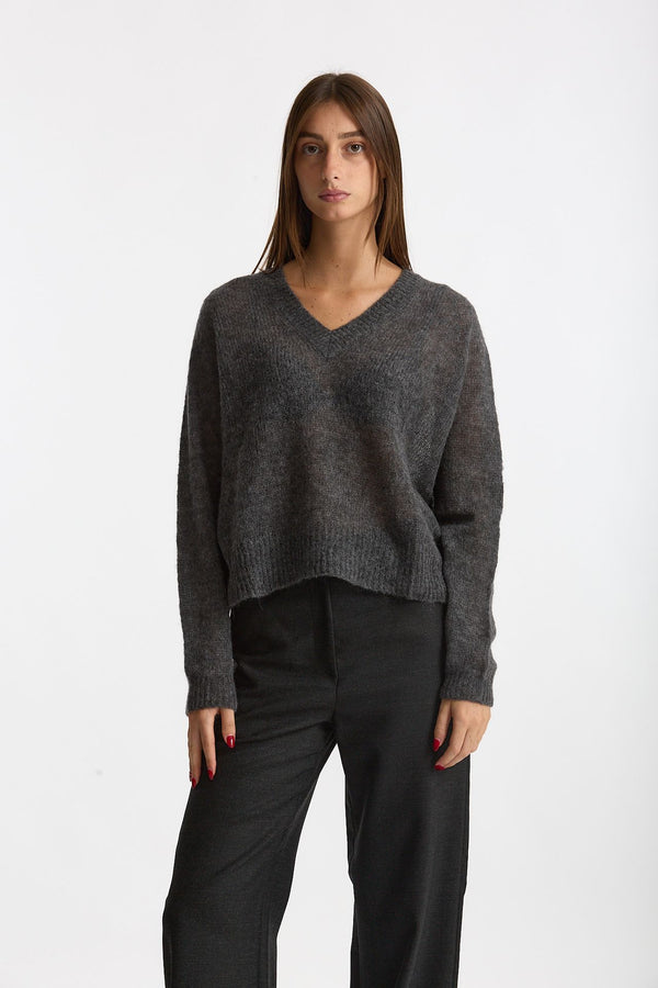 Maglia morbida in alpaca antracite women Scaglione
