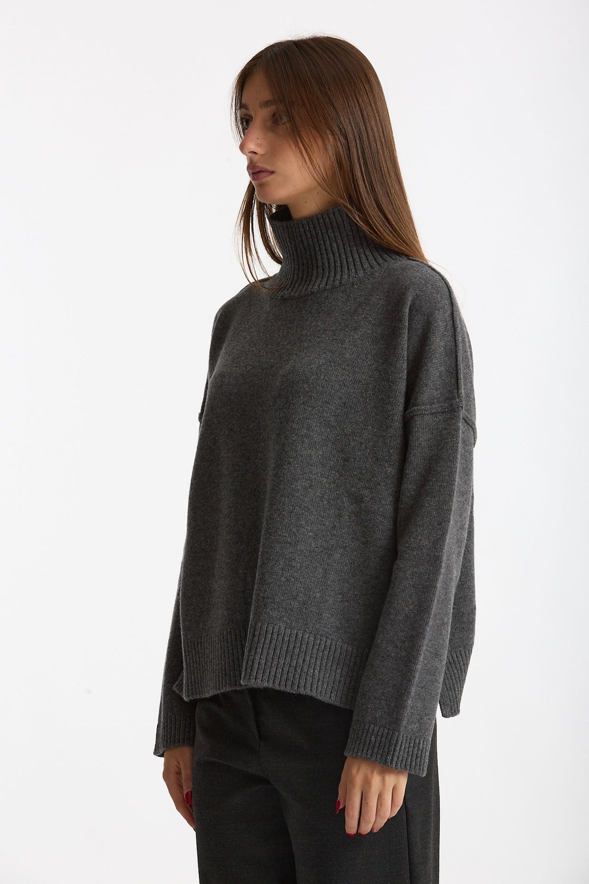 Maglia over dolcevita grigio antracite women Scaglione - 3
