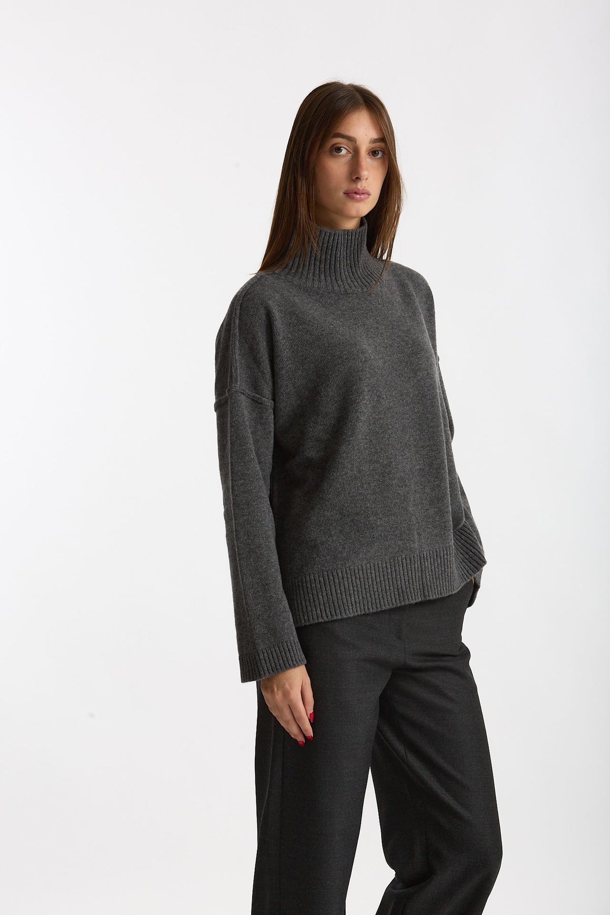 Maglia over dolcevita grigio antracite women Scaglione - 1