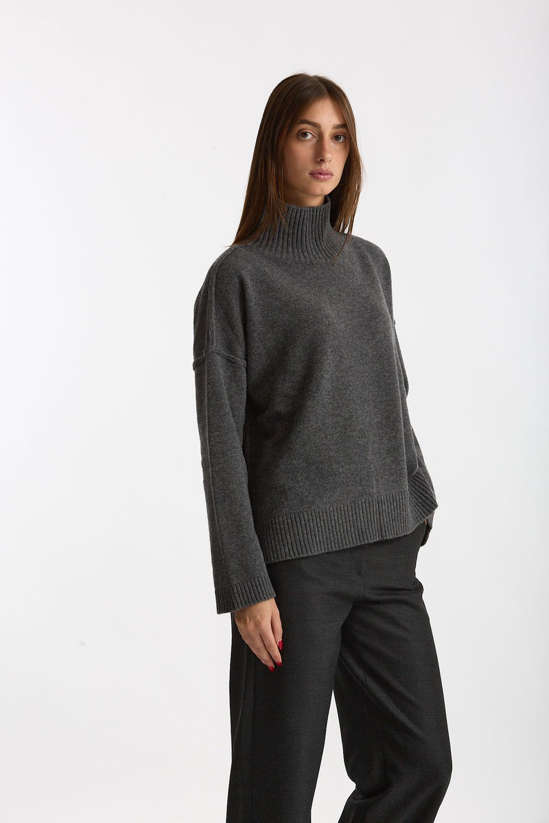 Maglia over dolcevita grigio antracite women Scaglione - 1