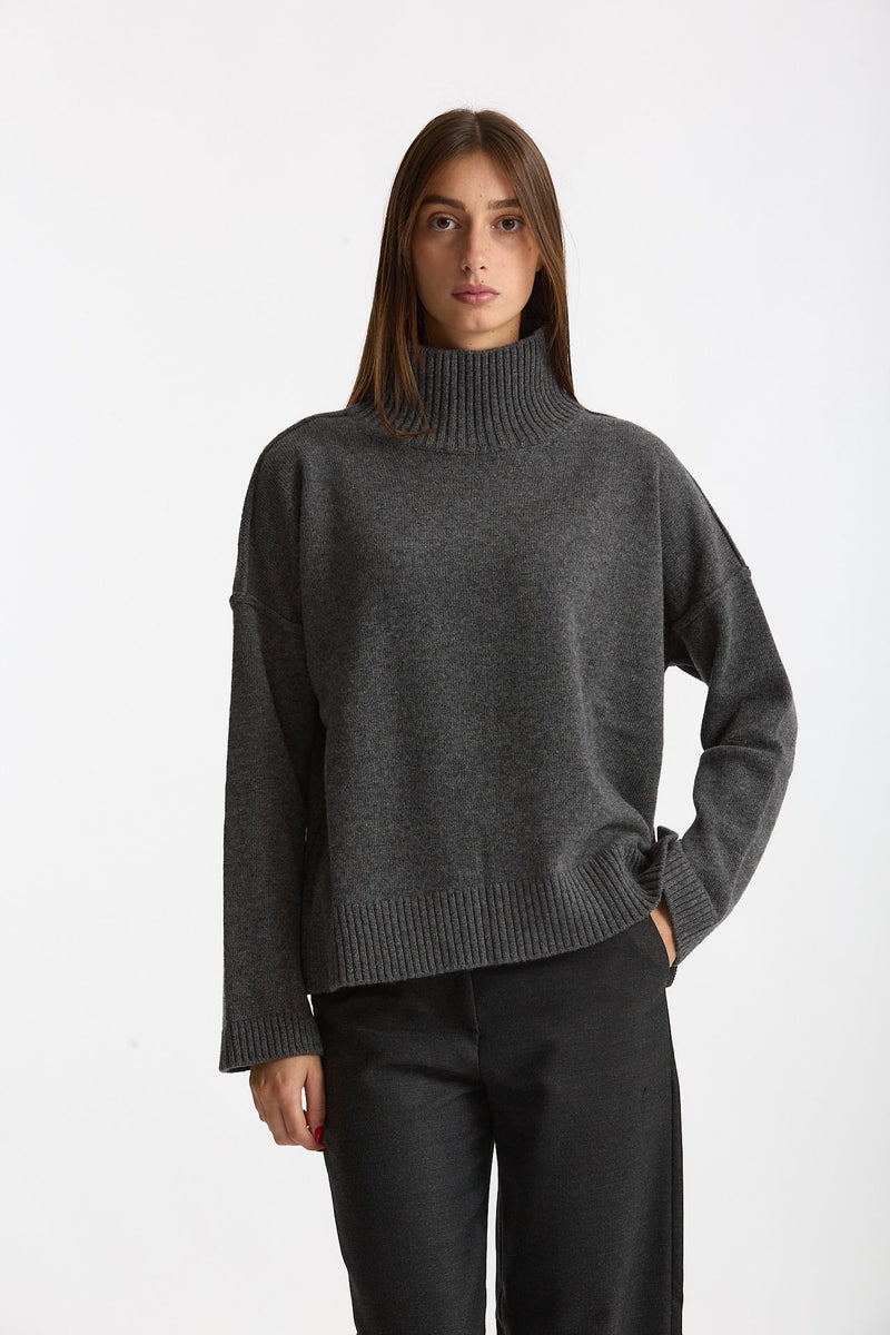 Maglia over dolcevita grigio antracite women Scaglione - 2