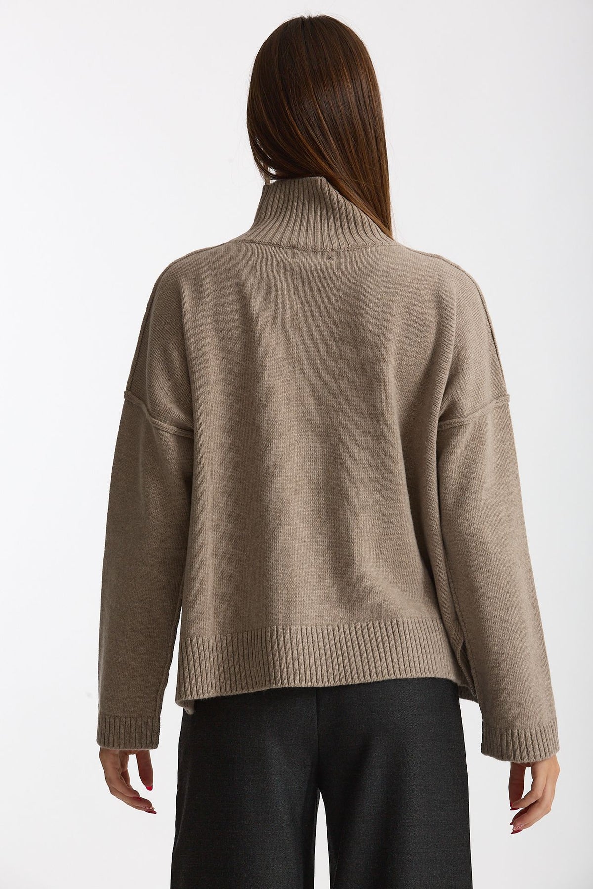 Maglia over dolcevita beige women Scaglione - 3