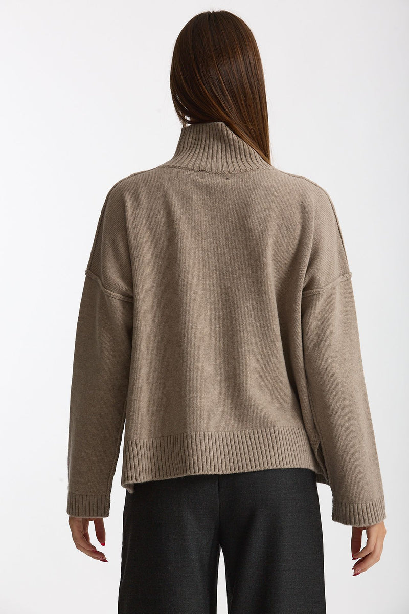 Maglia over dolcevita beige women Scaglione - 3