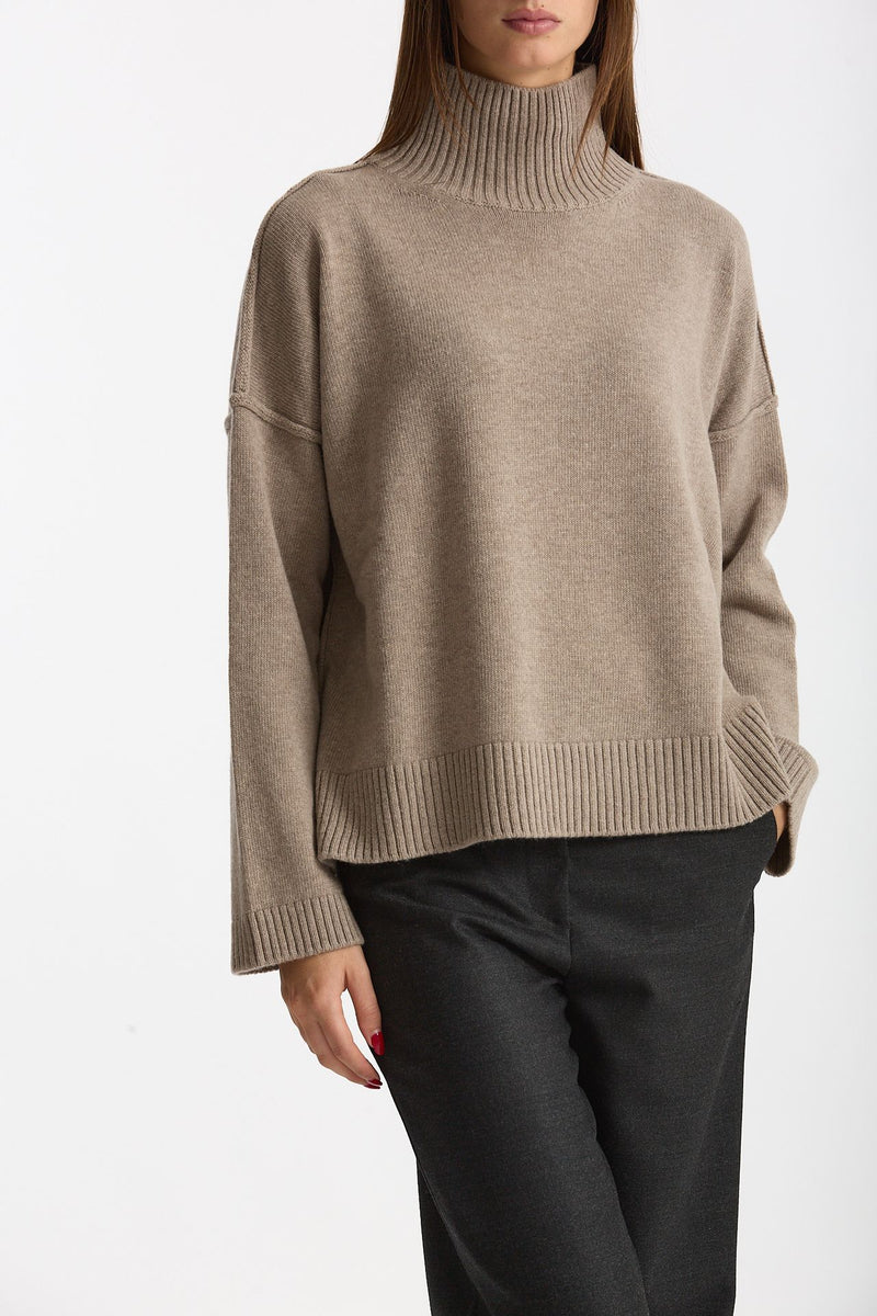 Maglia over dolcevita beige women Scaglione - 4
