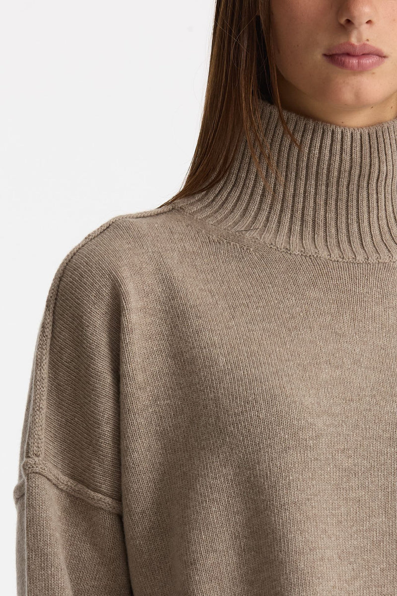 Maglia over dolcevita beige women Scaglione - 5