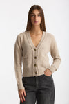 Cardigan scollo a v slim beige women Scaglione - 2
