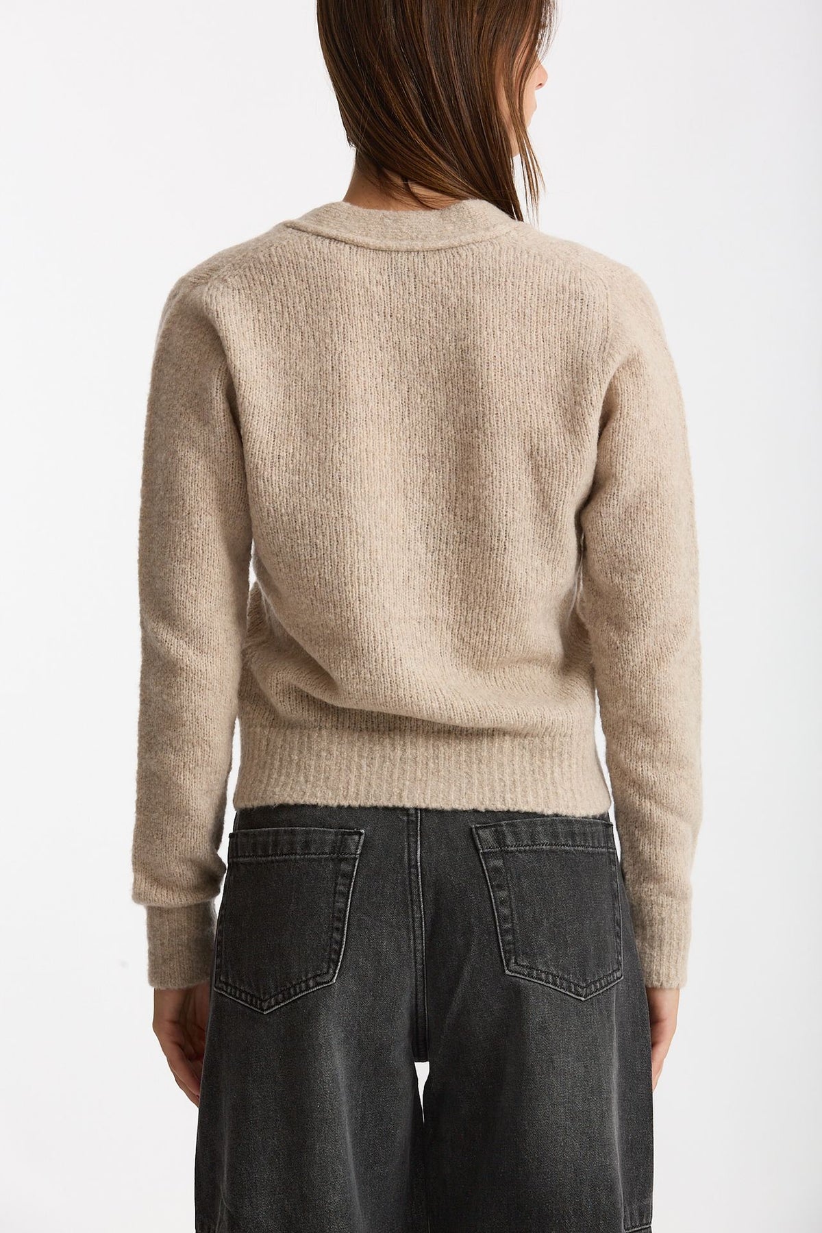 Cardigan scollo a v slim beige women Scaglione - 3