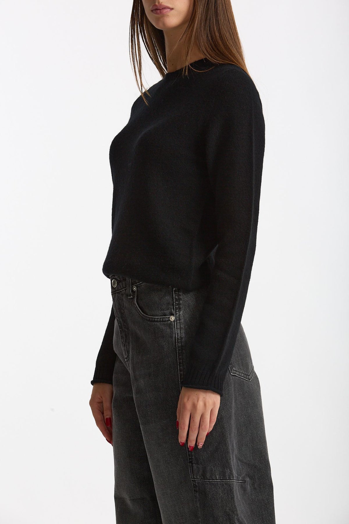 Maglia slim in cashmere nero women Scaglione - 2