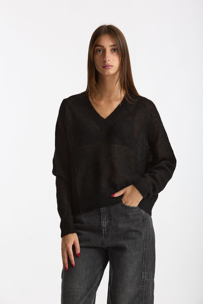Maglia morbida in alpaca nero women Scaglione - 1