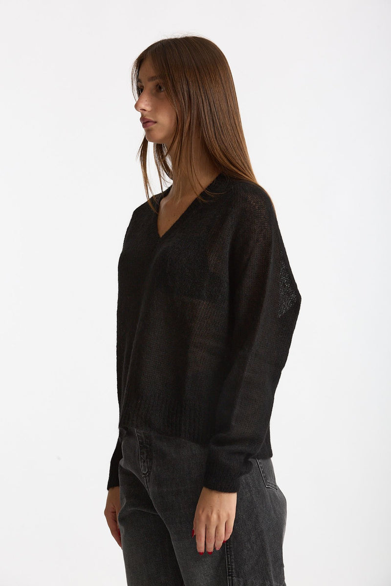 Maglia morbida in alpaca nero women Scaglione - 2