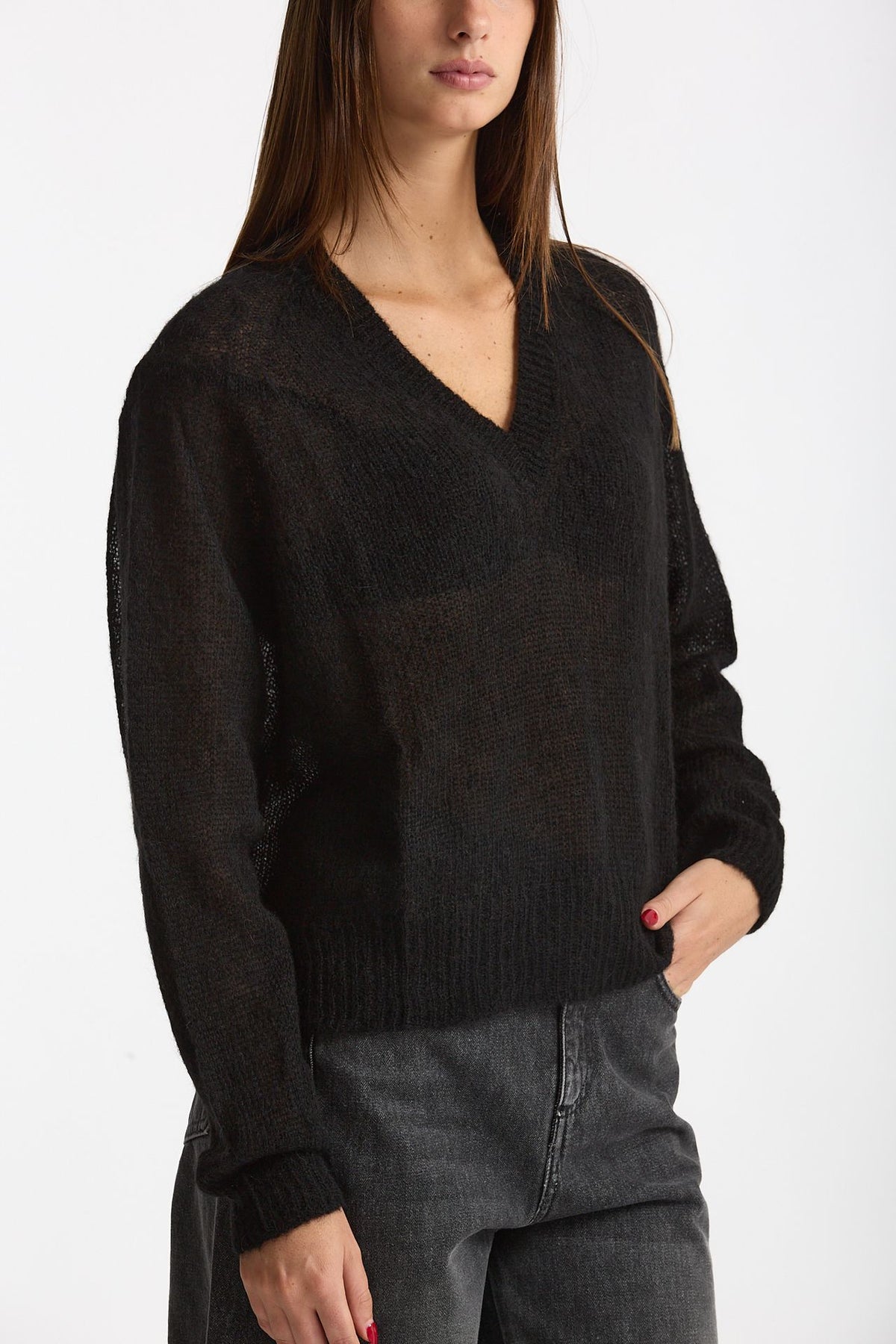 Maglia morbida in alpaca nero women Scaglione - 4