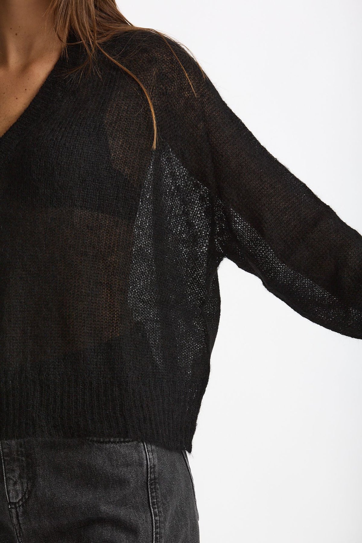 Maglia morbida in alpaca nero women Scaglione - 5