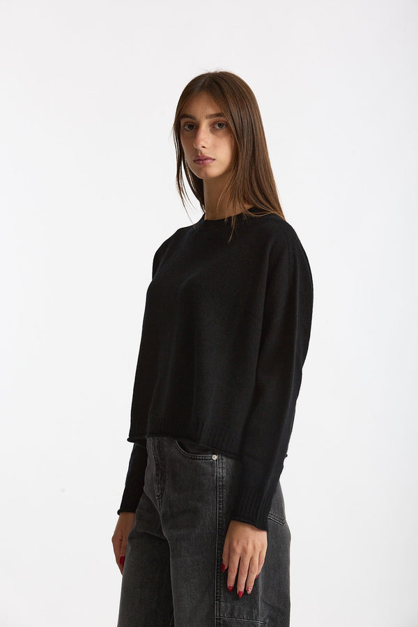 Maglia girocollo in cashmere nero women Scaglione