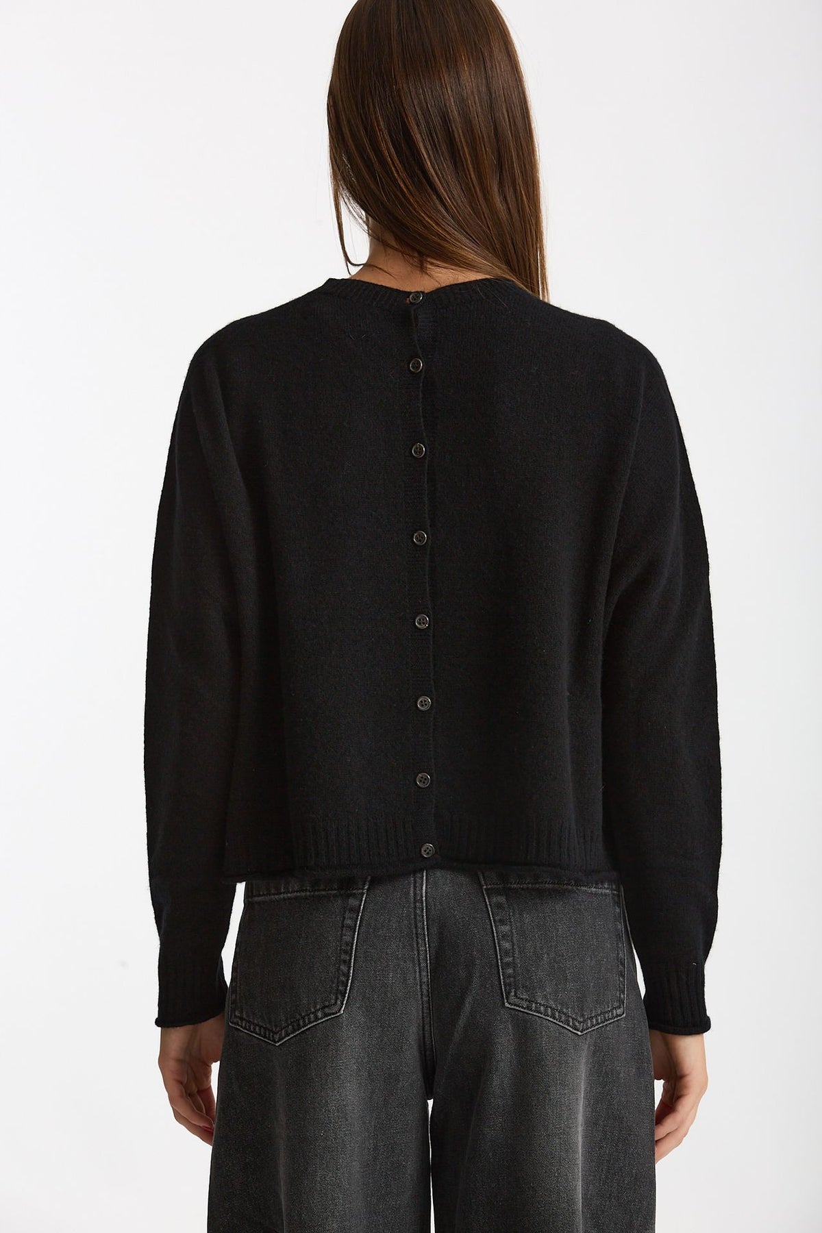 Maglia girocollo in cashmere nero women Scaglione - 3