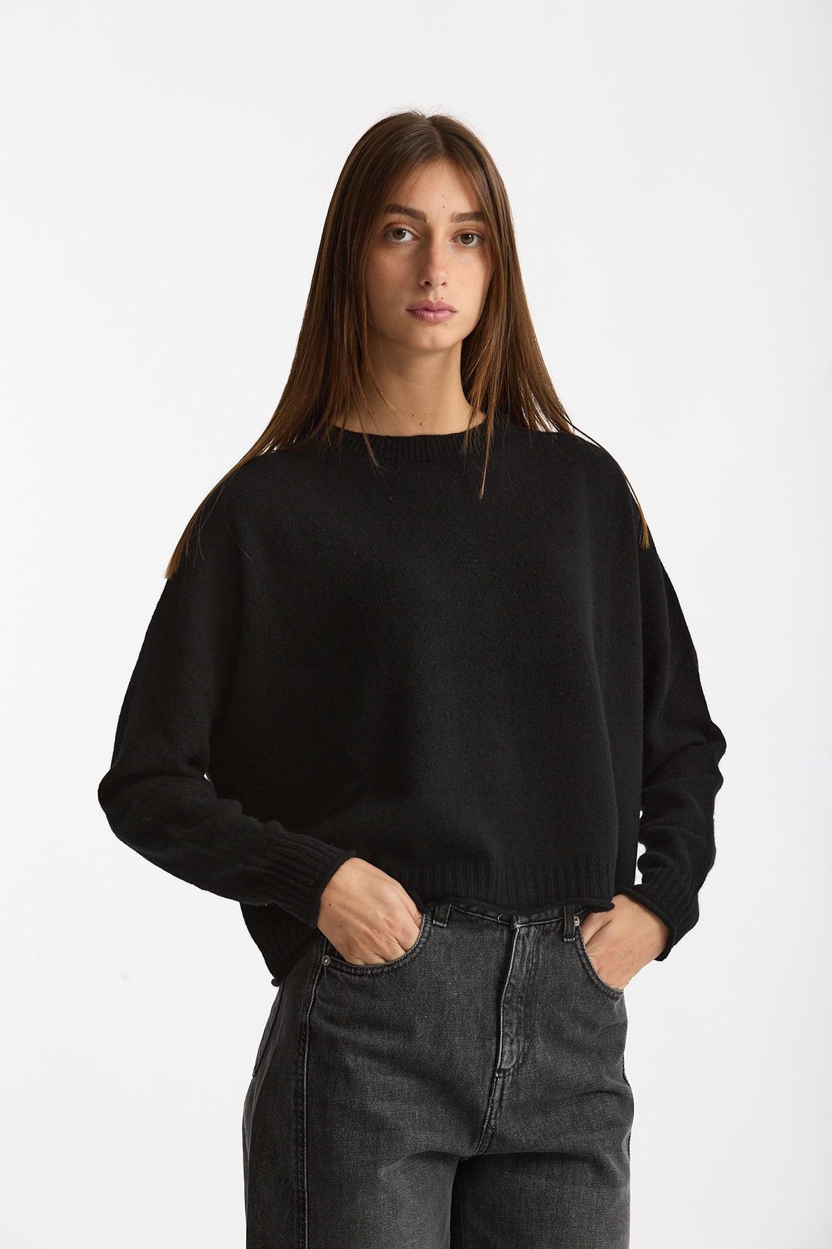Maglia girocollo in cashmere nero women Scaglione - 4
