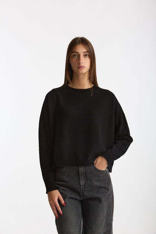 Maglia girocollo in cashmere nero women Scaglione