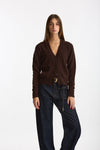 Cardigan Scollo a v slim  marrone women Scaglione - 1