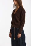 Cardigan Scollo a v slim  marrone women Scaglione - 2