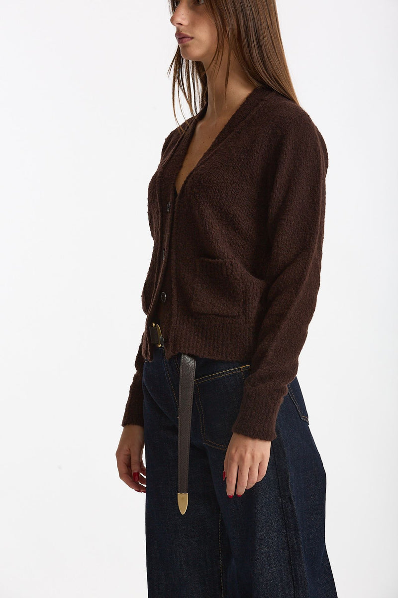 Cardigan Scollo a v slim  marrone women Scaglione - 2