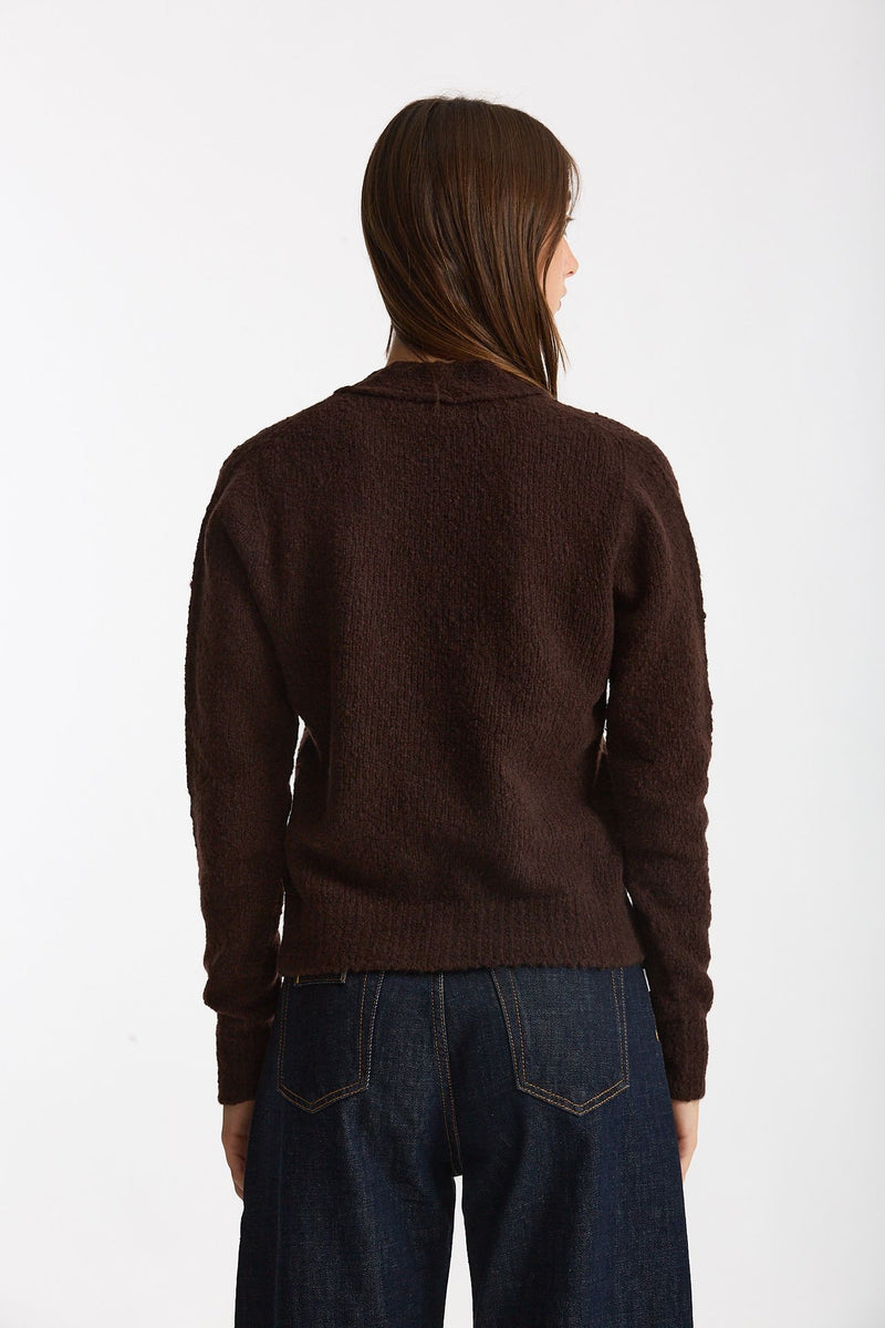 Cardigan Scollo a v slim  marrone women Scaglione - 3