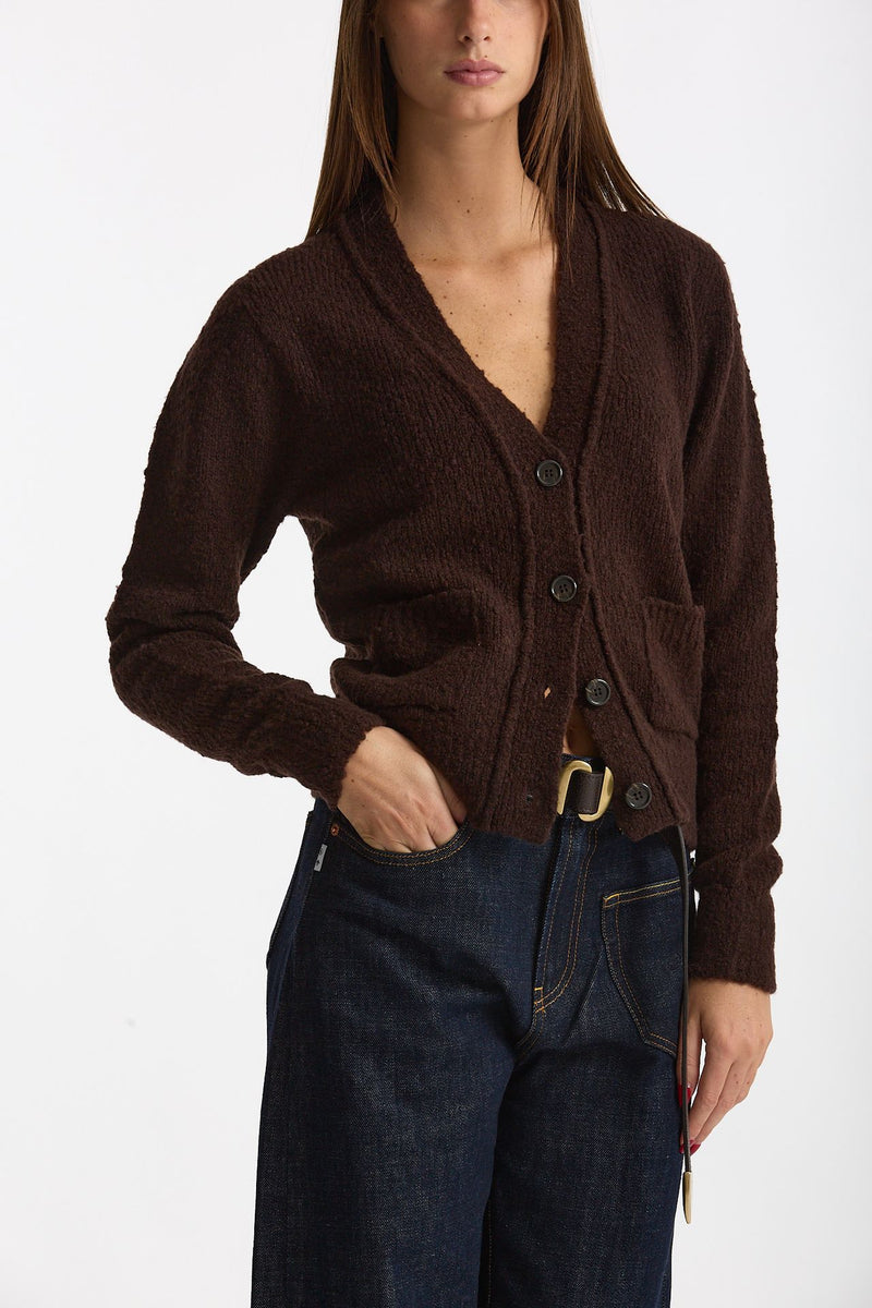 Cardigan Scollo a v slim  marrone women Scaglione - 4