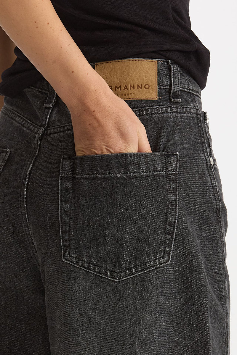 Jeans barrel in denim nero slavato women Ermanno firenze - 5