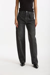 Jeans barrel in denim nero slavato women Ermanno firenze - 1