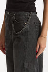 Jeans barrel in denim nero slavato women Ermanno firenze - 4
